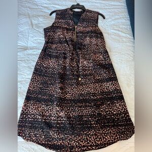 Multicolored Pink/Black Tank Dress with Gold Zipper